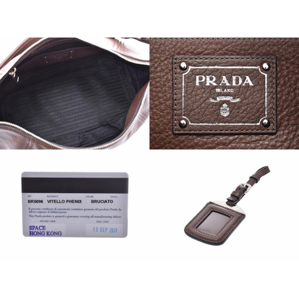 Prada Hobo Bag Brown Calfskin Card - Picture 9 of 9